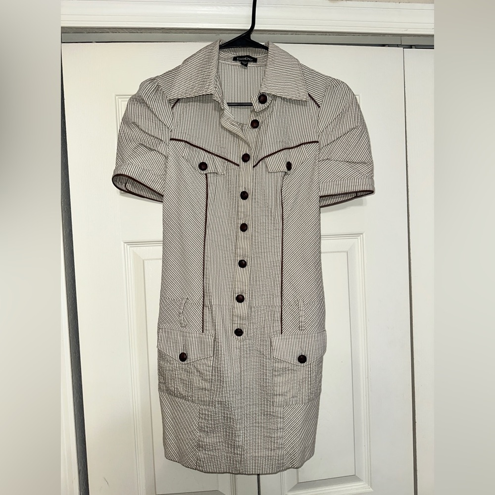 Bebe Stripe Buttoned Dress